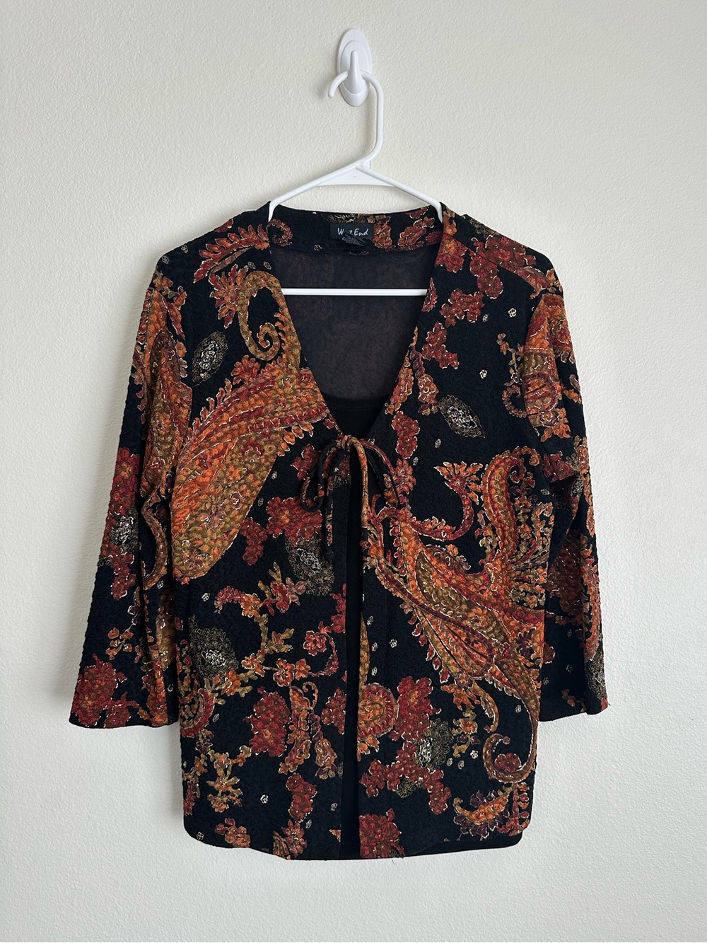 Vintage Y2K Westend Boho Paisley Printed 2 in 1 tie front top
